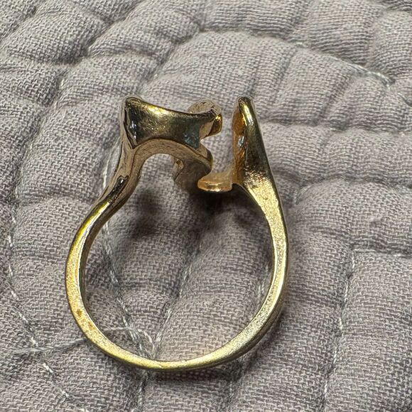 Vintage 18K HGE Gold Swirl Statement Ring | Modernist Abstract Design | Size 7 - Picture 6 of 6